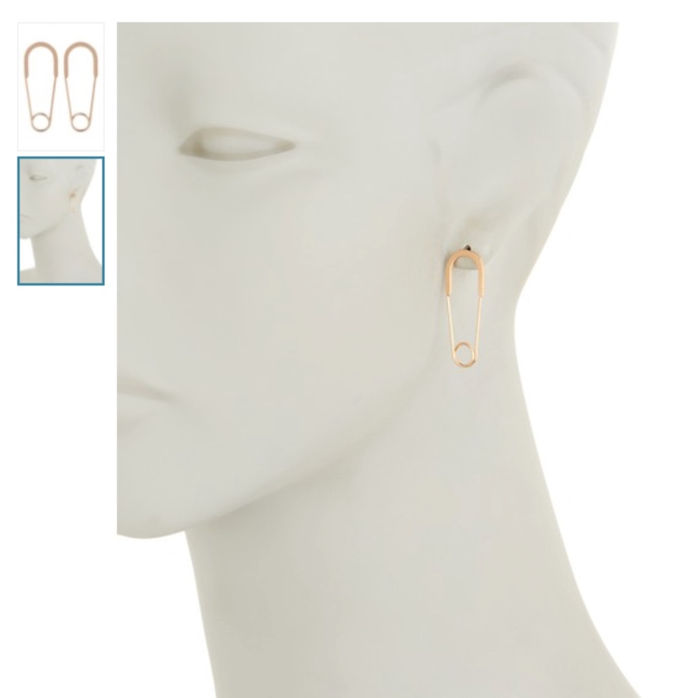 NEW Nordstrom 14K Gold Safety Pin Earrings